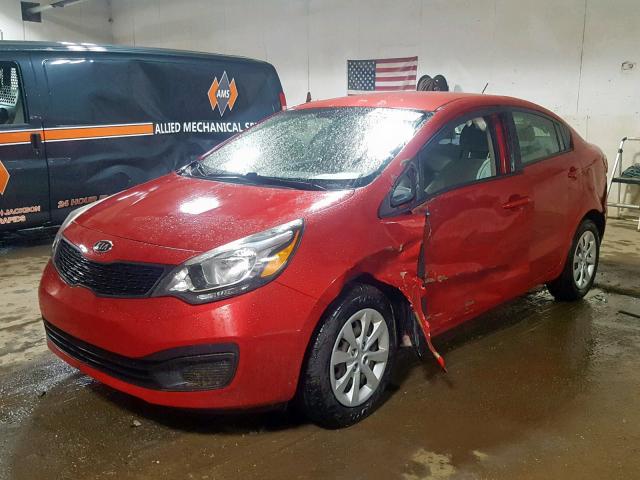 KNADM4A3XD6100144 - 2013 KIA RIO LX RED photo 2