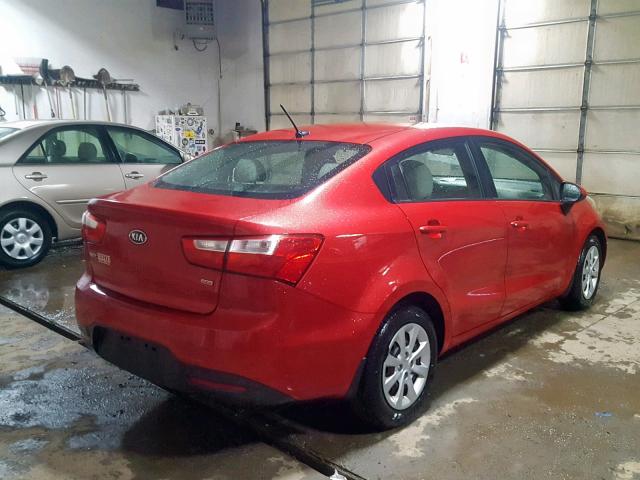 KNADM4A3XD6100144 - 2013 KIA RIO LX RED photo 4