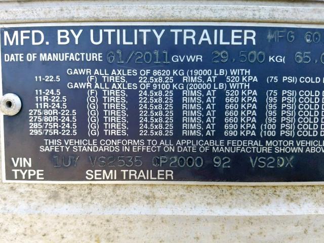 1UYVS2535CP200092 - 2012 UTILITY UTILITY WHITE photo 10