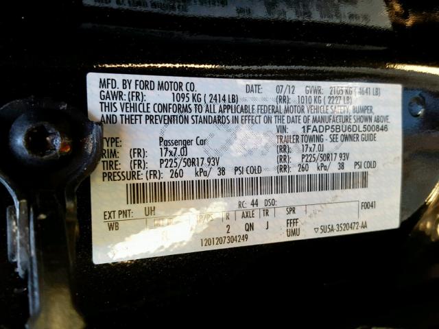 1FADP5BU6DL500846 - 2013 FORD C-MAX SEL BLACK photo 10