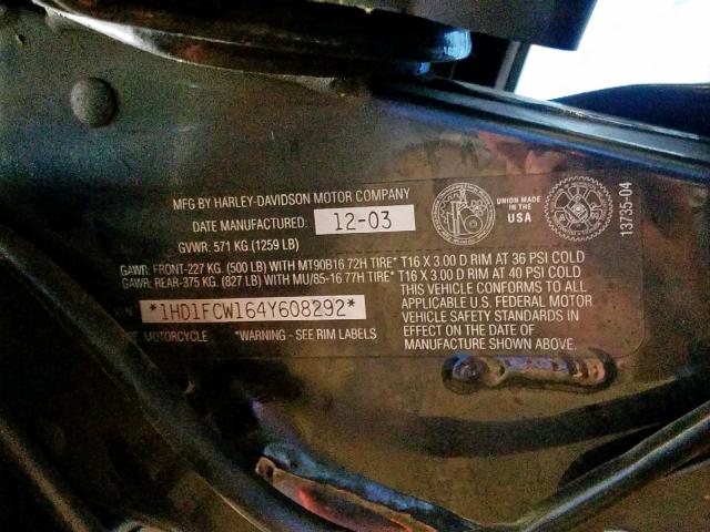 1HD1FCW164Y608292 - 2004 HARLEY-DAVIDSON FLHTCUI TAN photo 10