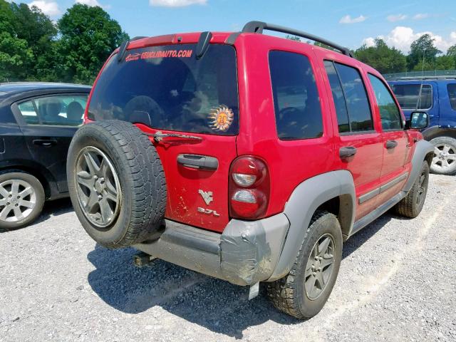 1J4GL48K75W546313 - 2005 JEEP LIBERTY SP RED photo 4