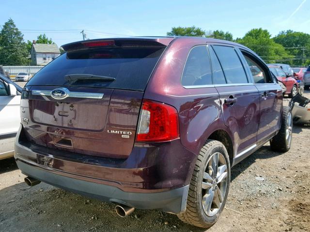 2FMDK4KC1BBA58559 - 2011 FORD EDGE LIMIT BURGUNDY photo 4