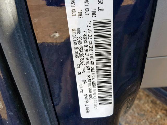 2C4RVABG4DR725640 - 2013 VOLKSWAGEN ROUTAN SE BLUE photo 10