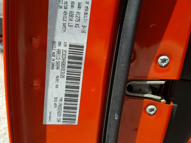 2C3CDXHG8GH313125 - 2016 DODGE CHARGER SX ORANGE photo 10