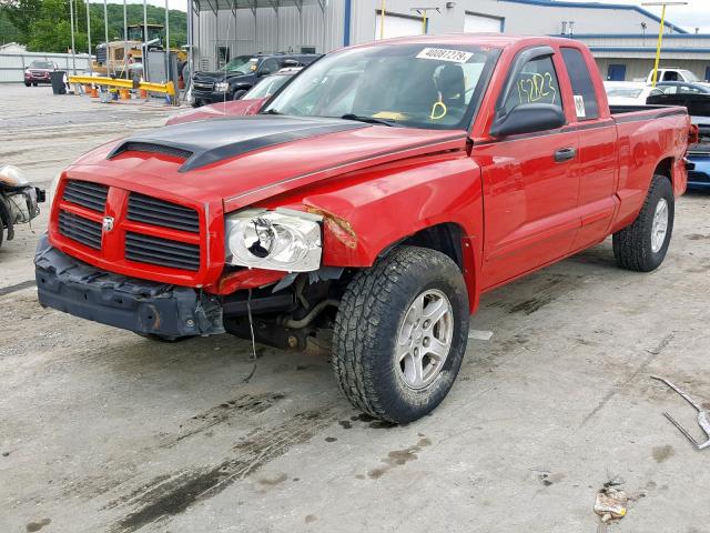 1D7HW42N26S669214 - 2006 DODGE DAKOTA SLT RED photo 2