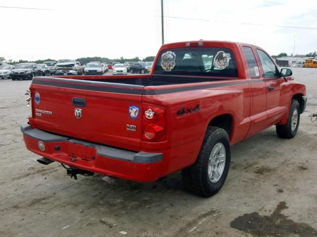 1D7HW42N26S669214 - 2006 DODGE DAKOTA SLT RED photo 4