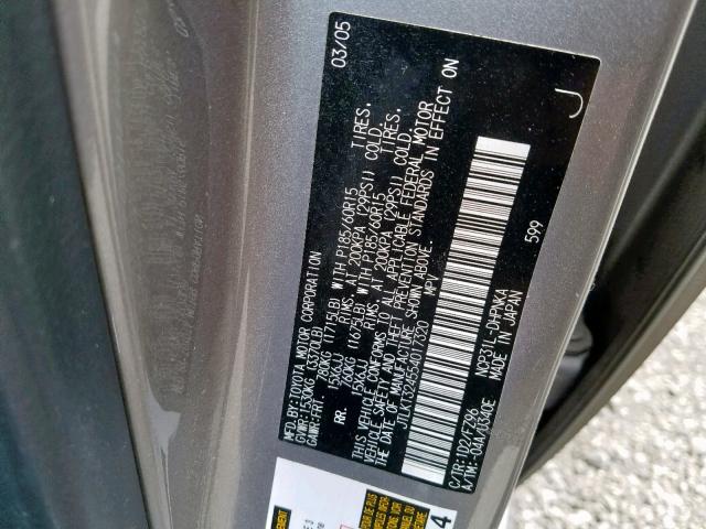 JTLKT324554017320 - 2005 TOYOTA SCION XB 银色 照片 10