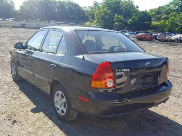 KMHCG45C73U498421 - 2003 HYUNDAI ACCENT GL BLACK photo 3