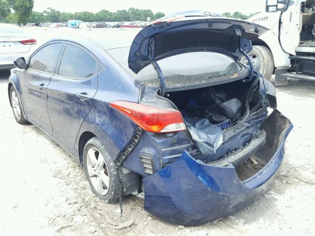 KMHDH4AE4DU792983 - 2013 HYUNDAI ELANTRA GL BLUE photo 3