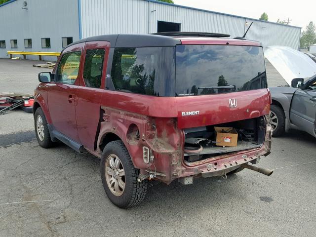 5J6YH27707L008905 - 2007 HONDA ELEMENT EX BURGUNDY photo 3