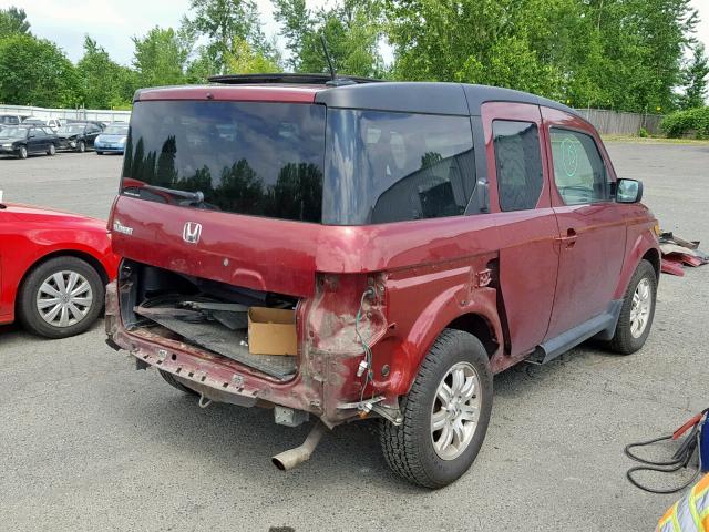 5J6YH27707L008905 - 2007 HONDA ELEMENT EX BURGUNDY photo 4