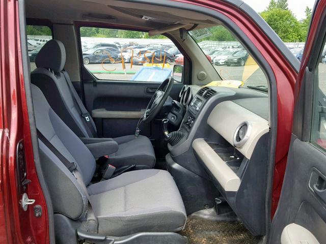 5J6YH27707L008905 - 2007 HONDA ELEMENT EX BURGUNDY photo 5