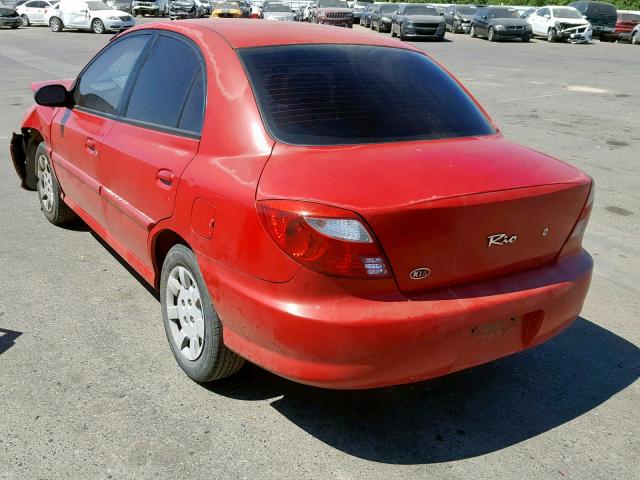 KNADC123126150198 - 2002 KIA RIO RED photo 3