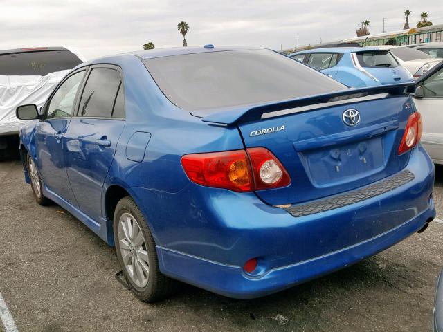 1NXBU40E49Z121163 - 2009 TOYOTA COROLLA BA BLUE photo 3