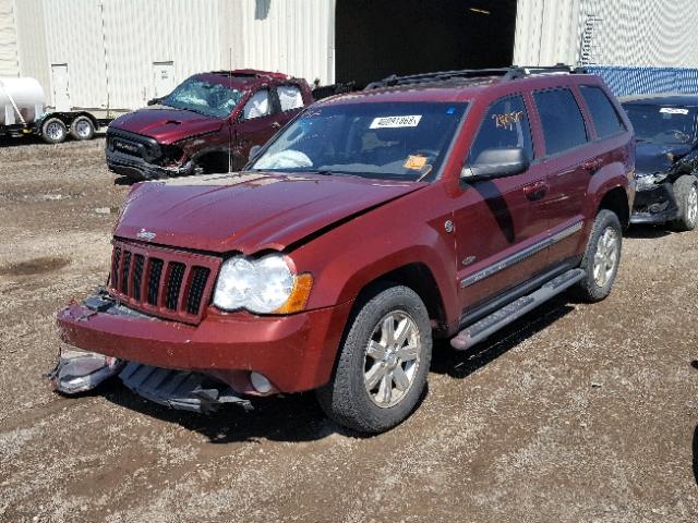 1J8HR48M98C233983 - 2008 JEEP GRAND CHER RED photo 2