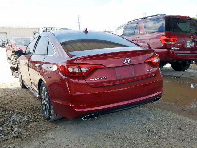 5NPE34AF2FH106632 - 2015 HYUNDAI SONATA SPO RED photo 3