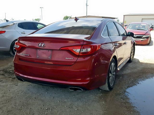 5NPE34AF2FH106632 - 2015 HYUNDAI SONATA SPO RED photo 4