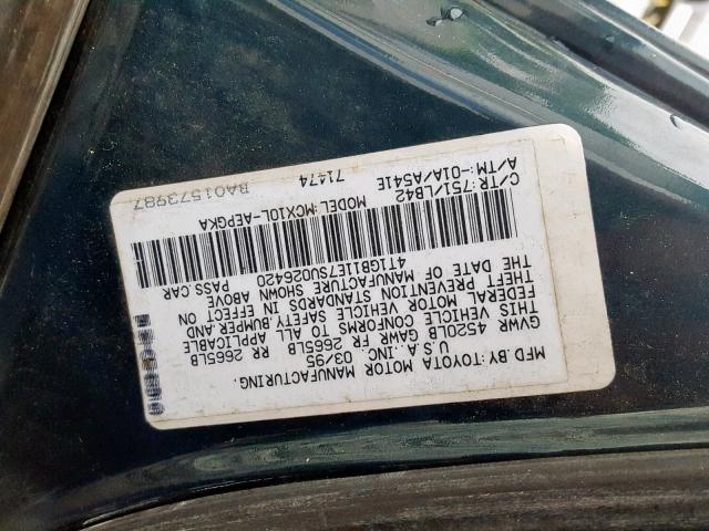 4T1GB11E7SU026420 - 1995 TOYOTA AVALON XLS GRAY photo 10