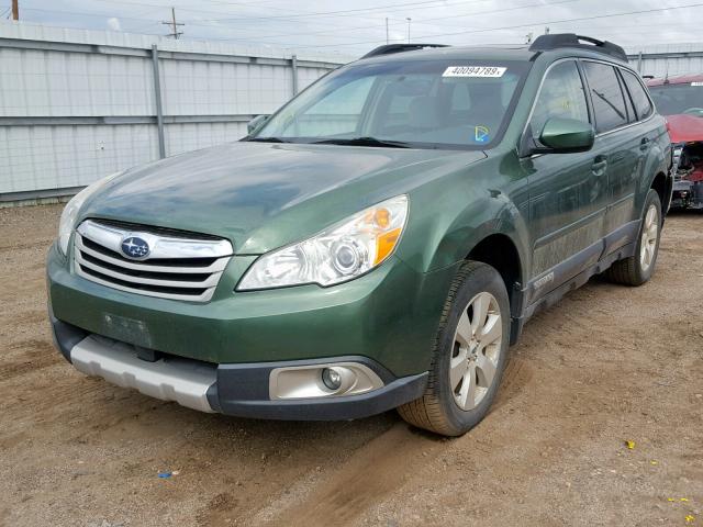 4S4BRDKC2B2439409 - 2011 SUBARU OUTBACK 3. GREEN photo 2