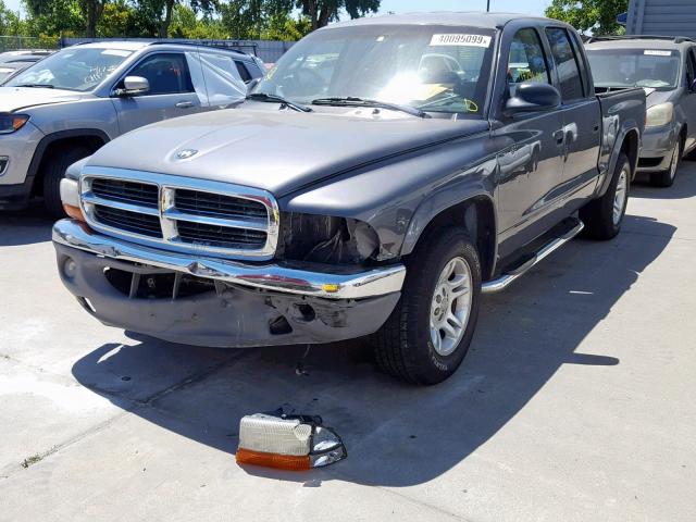 1D7HL48N54S717527 - 2004 DODGE DAKOTA QUA GRAY photo 2