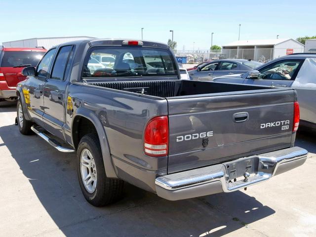 1D7HL48N54S717527 - 2004 DODGE DAKOTA QUA GRAY photo 3