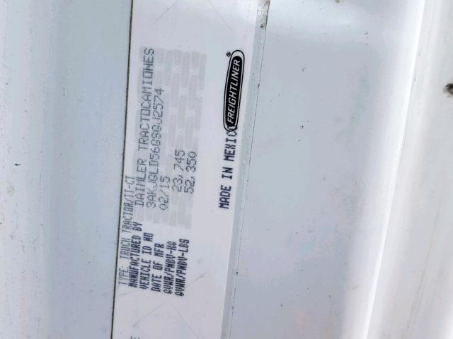 3AKJGLD56GSGJ2574 - 2016 FREIGHTLINER CASCADIA 1 WHITE photo 10