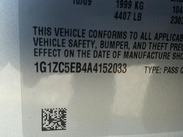 1G1ZC5EB4A4152033 - 2010 CHEVROLET MALIBU 1LT SILVER photo 10