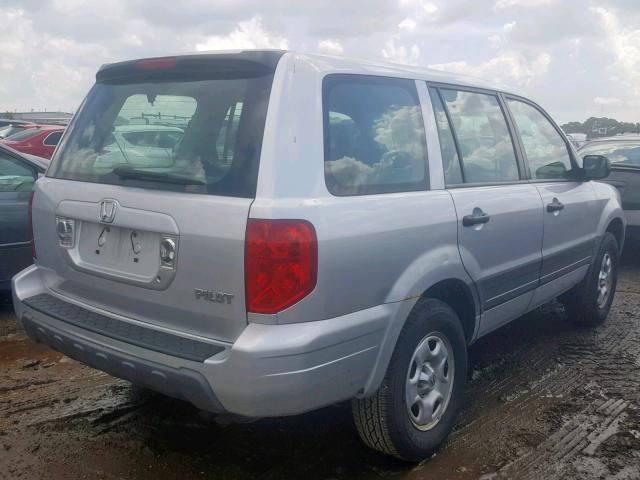 2HKYF18105H558803 - 2005 HONDA PILOT LX SILVER photo 4