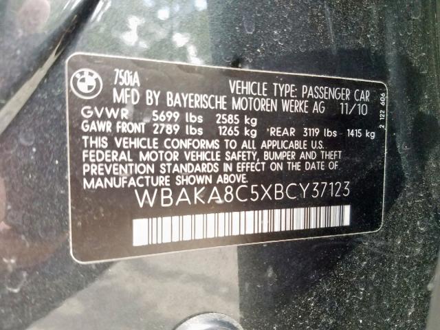 WBAKA8C5XBCY37123 - 2011 BMW ALPINA B7 CHARCOAL photo 10