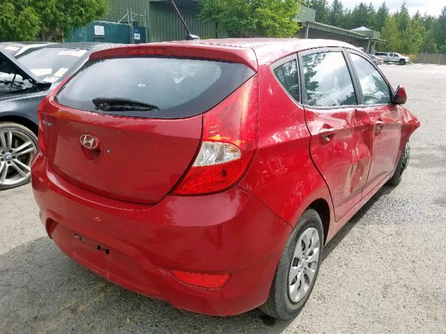 KMHCT5AE6GU278234 - 2016 HYUNDAI ACCENT SE RED photo 4