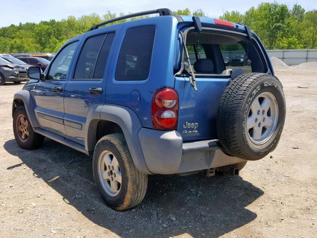 1J4GL48K45W601560 - 2005 JEEP LIBERTY SP BLUE photo 3