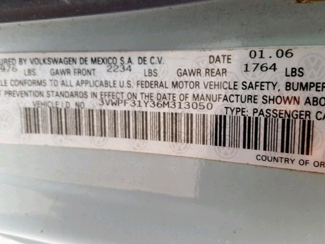 3VWPF31Y36M313050 - 2006 VOLKSWAGEN NEW BEETLE Blau Foto 10