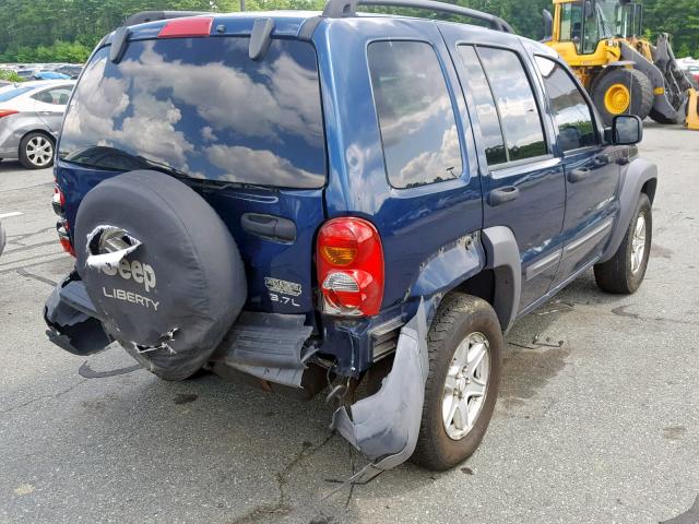 1J4GL48K43W732842 - 2003 JEEP LIBERTY SP BLUE photo 4