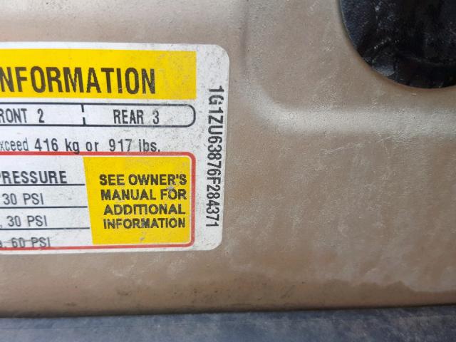 1G1ZU63876F284371 - 2006 CHEVROLET MALIBU MAX 金色 照片 10