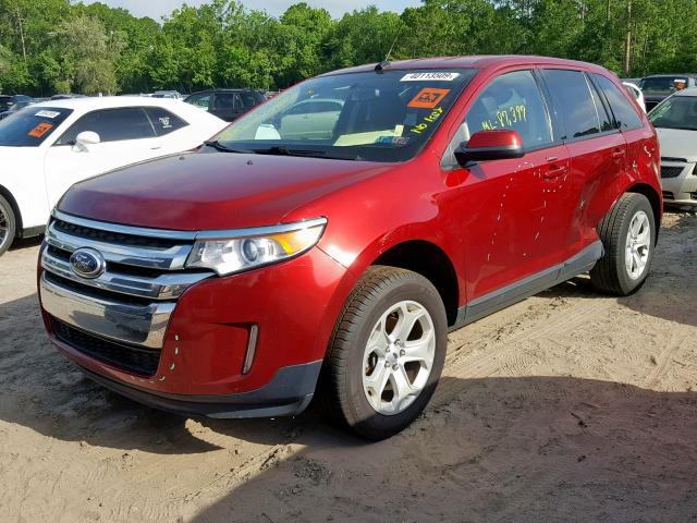 2FMDK4JC8EBA44390 - 2014 FORD EDGE SEL RED photo 2