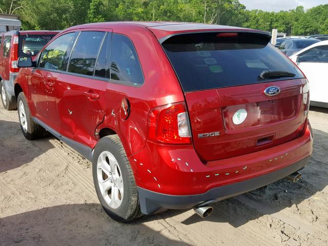 2FMDK4JC8EBA44390 - 2014 FORD EDGE SEL RED photo 3