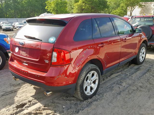 2FMDK4JC8EBA44390 - 2014 FORD EDGE SEL RED photo 4