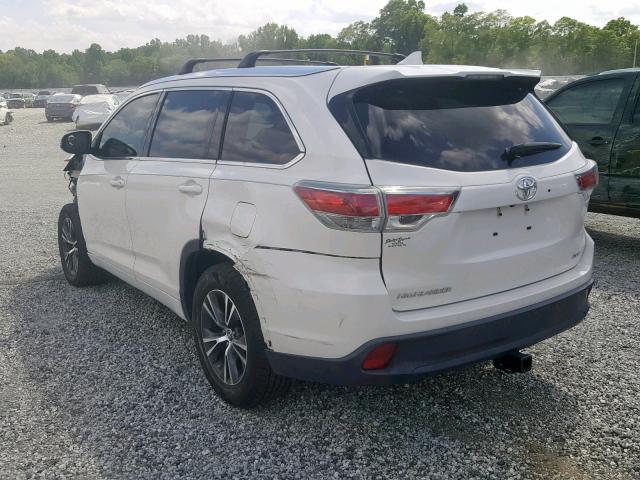 5TDKKRFHXGS502302 - 2016 TOYOTA HIGHLANDER WHITE photo 3