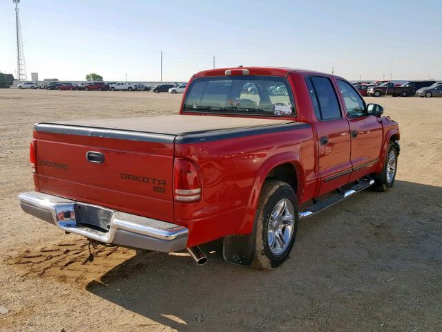 1D7HL48N04S663425 - 2004 DODGE DAKOTA QUA RED photo 4