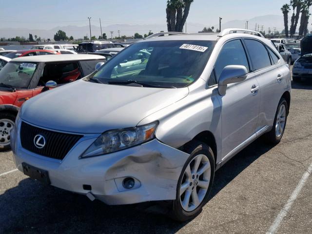 2T2ZK1BA8AC024434 - 2010 LEXUS RX 350 SILVER photo 2