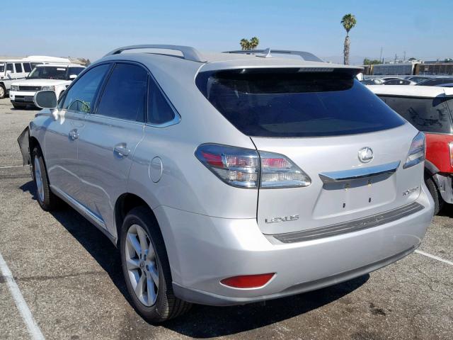 2T2ZK1BA8AC024434 - 2010 LEXUS RX 350 SILVER photo 3