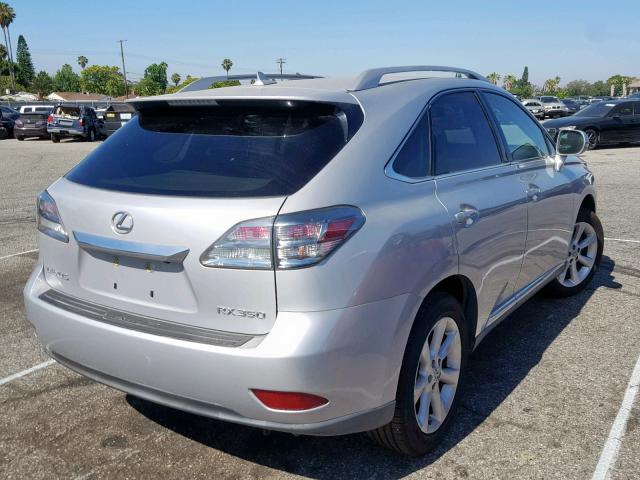 2T2ZK1BA8AC024434 - 2010 LEXUS RX 350 SILVER photo 4