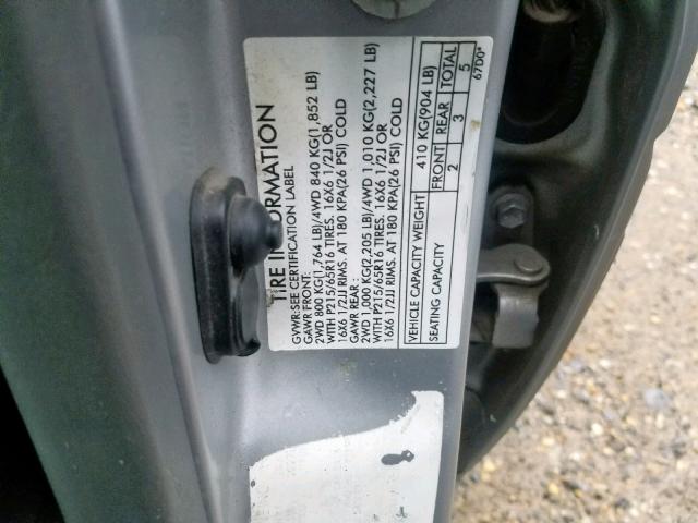 2S3TD52V026111702 - 2002 SUZUKI VITARA JLX SILVER photo 10