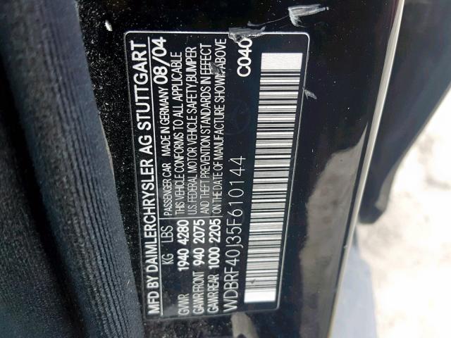 WDBRF40J35F610144 - 2005 MERCEDES-BENZ C 230K SPO BLACK photo 10