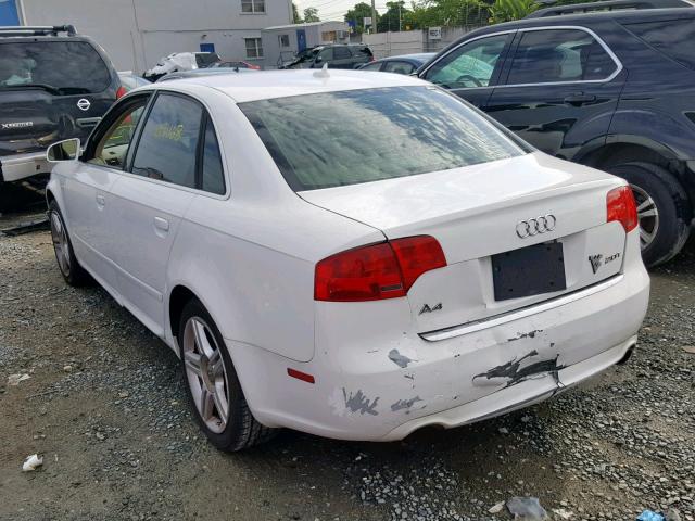 WAUAF78E68A025256 - 2008 AUDI A4 2.0T WHITE photo 3