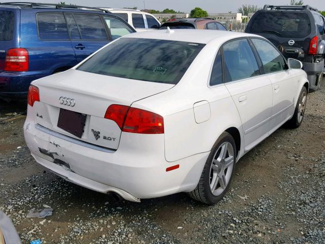 WAUAF78E68A025256 - 2008 AUDI A4 2.0T WHITE photo 4