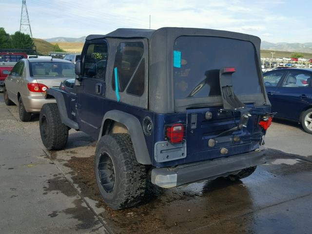 1J4FA49S72P721908 - 2002 JEEP WRANGLER / BLUE photo 3