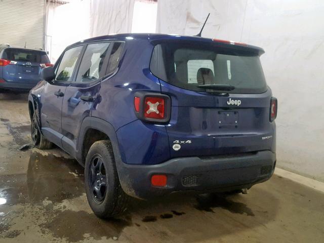 ZACCJBAW6GPC57743 - 2016 JEEP RENEGADE S BLUE photo 3