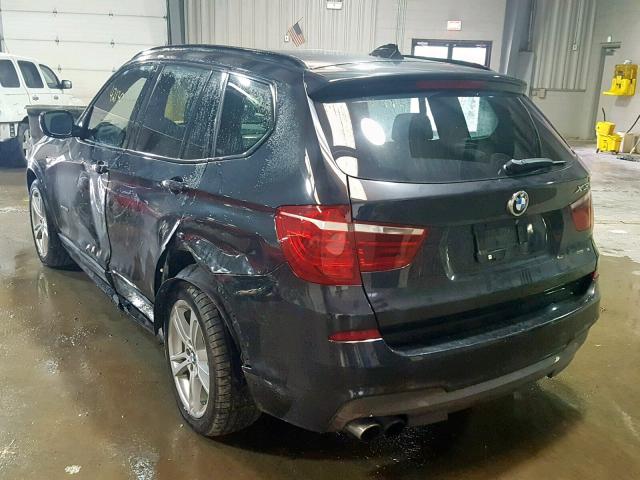 5UXWX7C51E0E82170 - 2014 BMW X3 XDRIVE3 BLACK photo 3